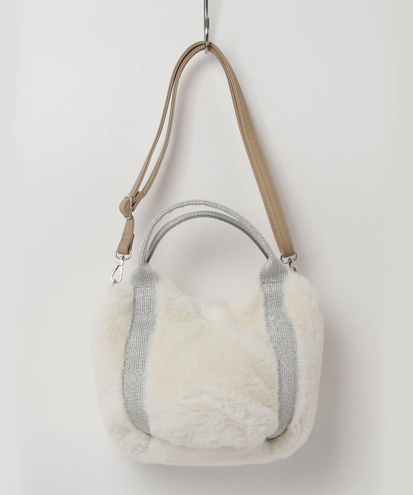 亮片裝飾雙用環保毛絨托特包