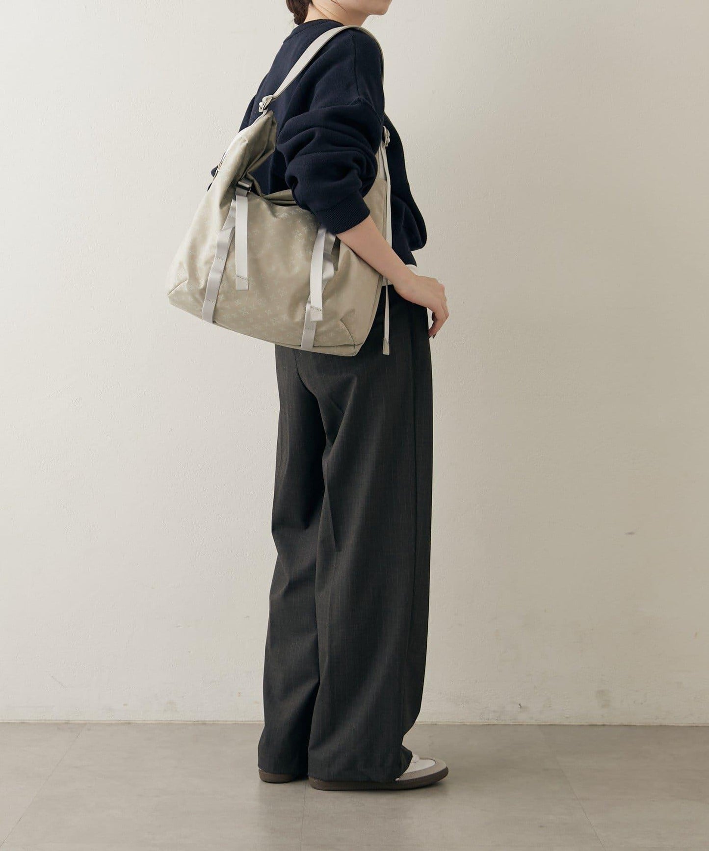 尼龍提花金屬扣單肩包 L