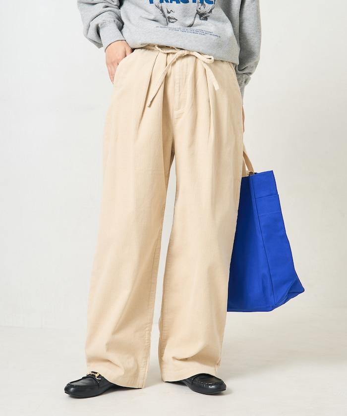 特別款燈芯絨抽繩休閒褲＜可搭配套裝＞