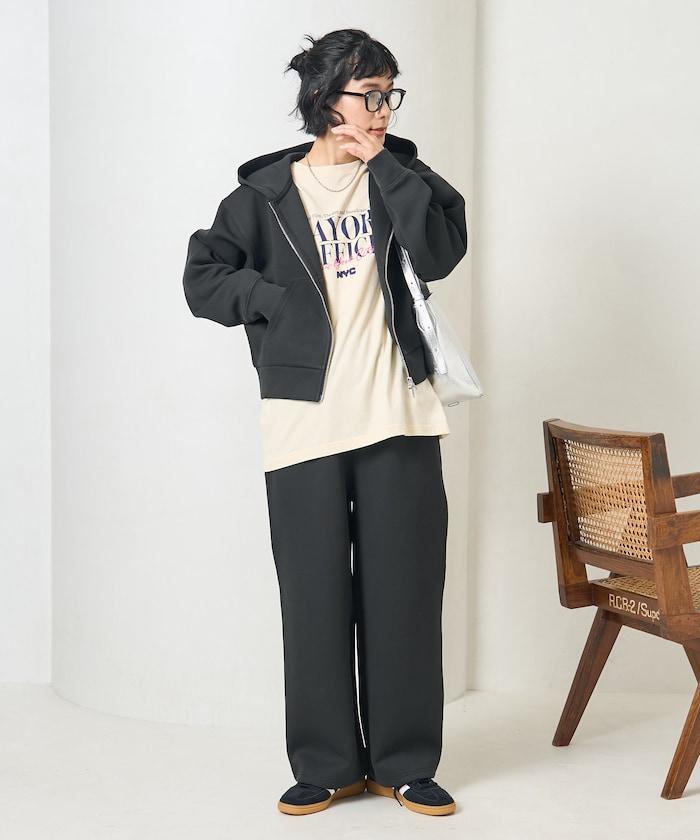 【套裝商品】粘合短款拉鍊連帽衛衣長褲套裝