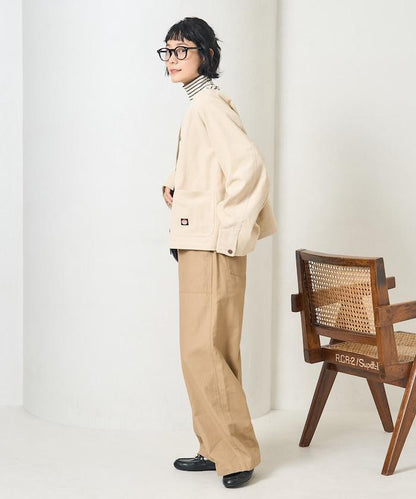 特別款燈芯絨無領V領夾克＜可搭配套裝＞