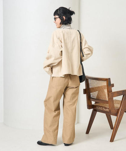 特別款燈芯絨無領V領夾克＜可搭配套裝＞