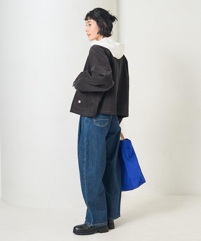 特別款燈芯絨無領V領夾克＜可搭配套裝＞