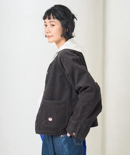 特別款燈芯絨無領V領夾克＜可搭配套裝＞