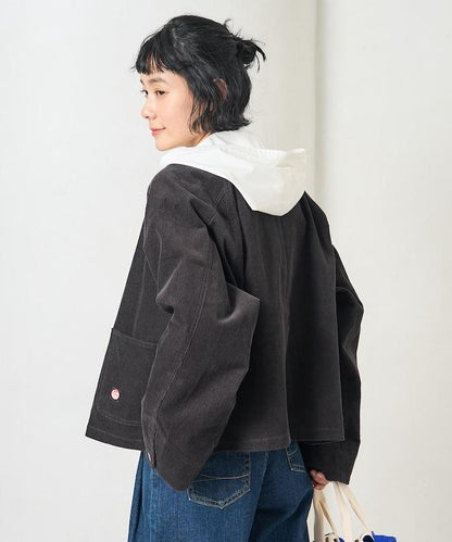 特別款燈芯絨無領V領夾克＜可搭配套裝＞