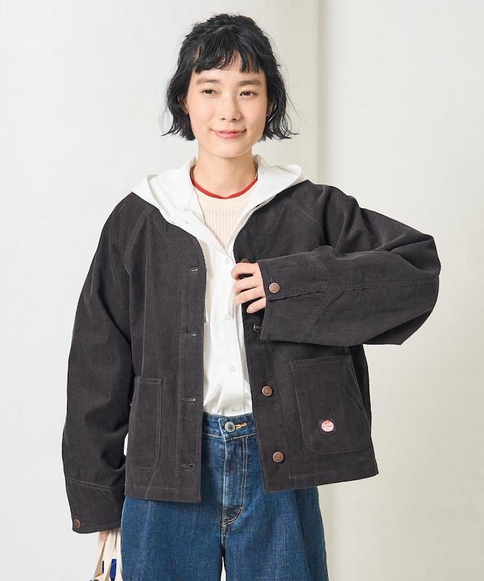 特別款燈芯絨無領V領夾克＜可搭配套裝＞