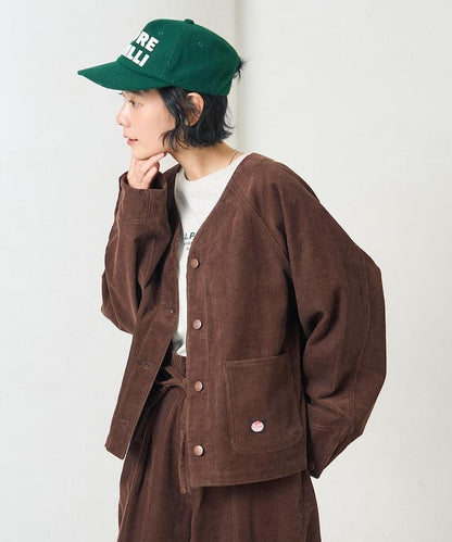 特別款燈芯絨無領V領夾克＜可搭配套裝＞