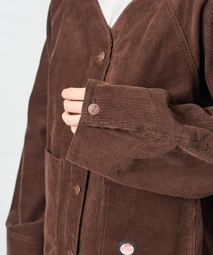 特別款燈芯絨無領V領夾克＜可搭配套裝＞