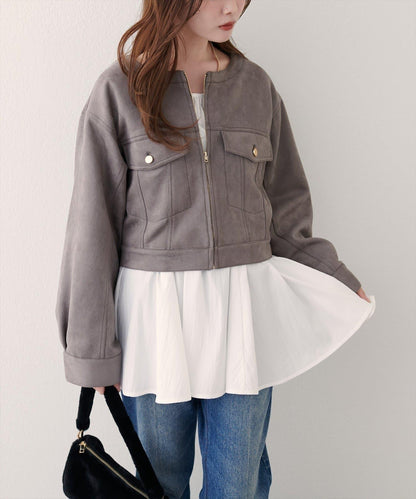 【natural couture】仿麂皮短夾克