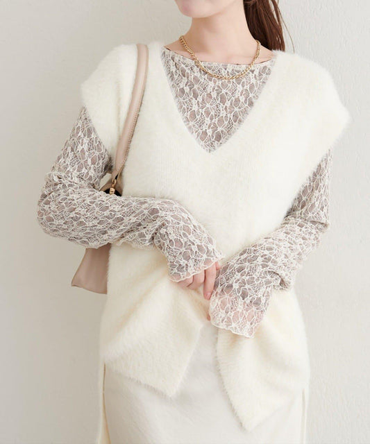 【natural couture】羽毛紗線針織背心