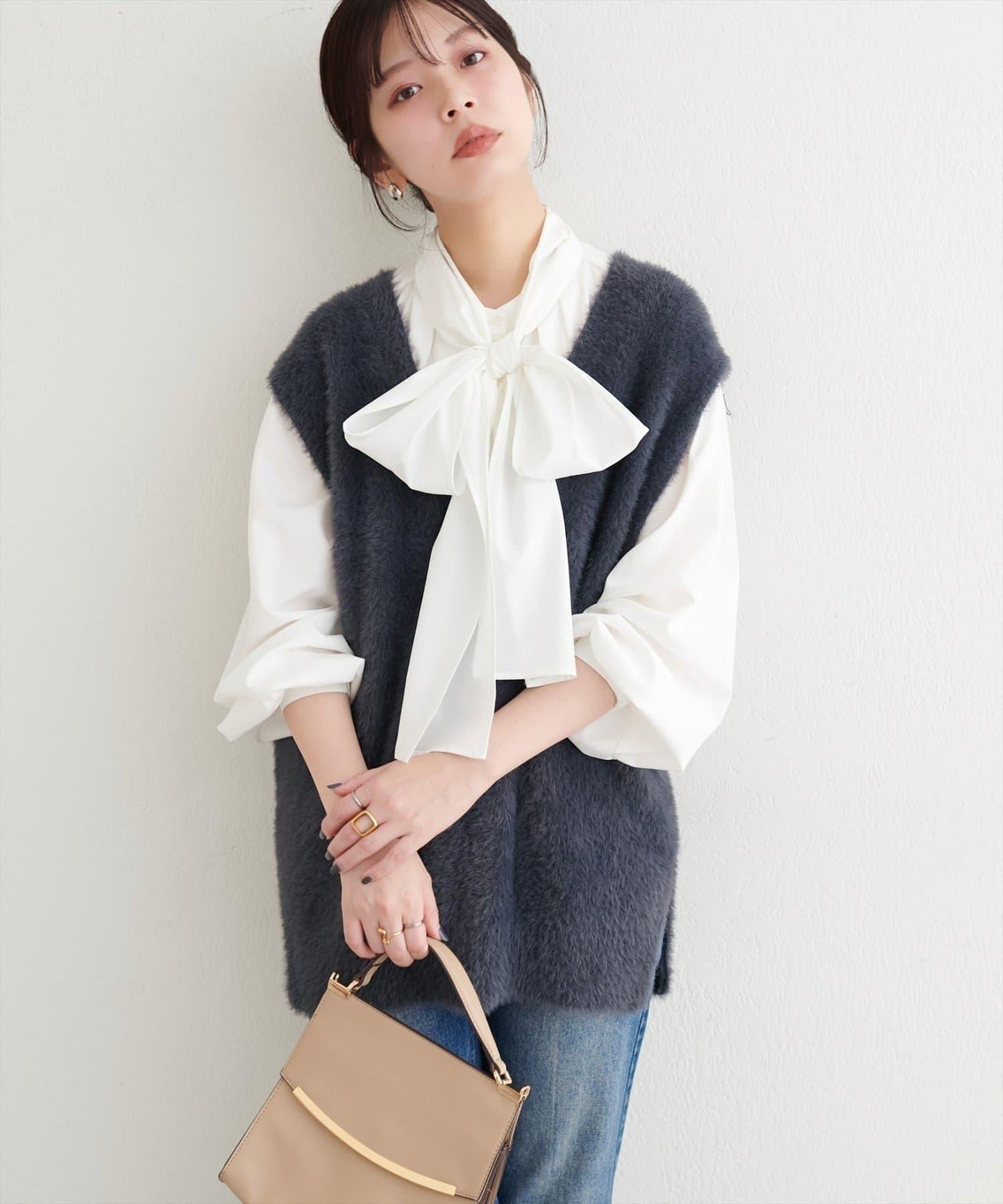 【natural couture】羽毛紗線針織背心