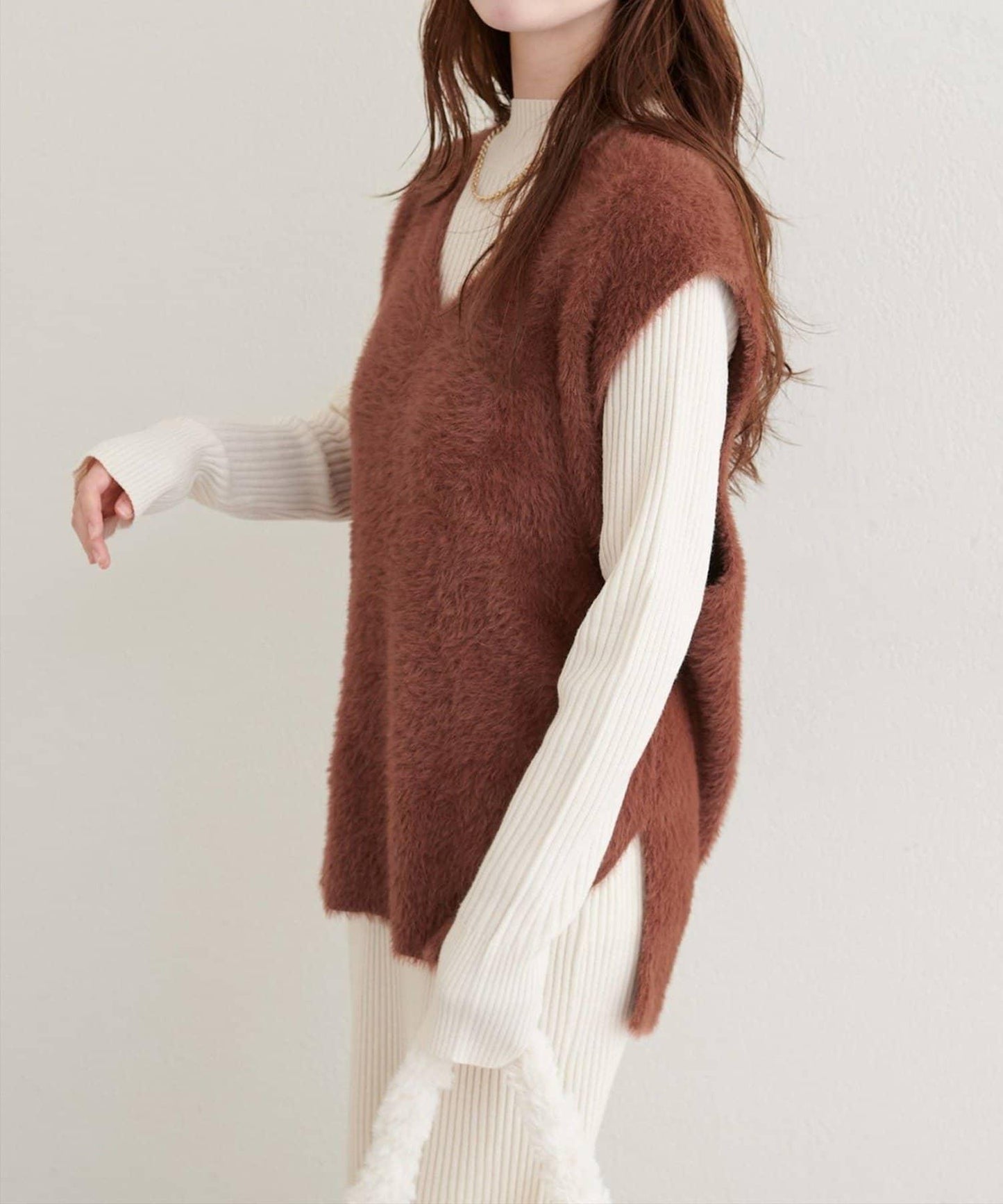 【natural couture】羽毛紗線針織背心