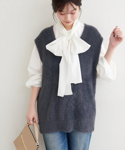 【natural couture】羽毛紗線針織背心