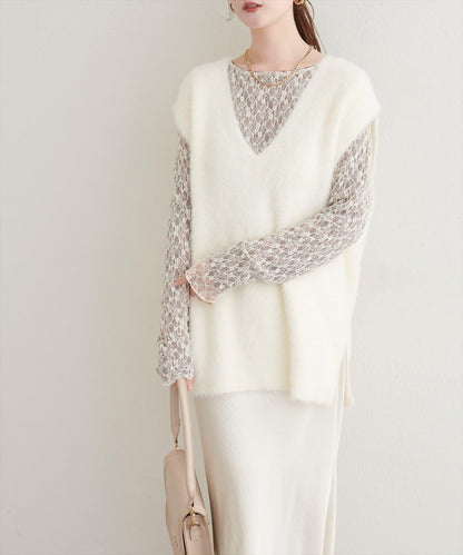 【natural couture】羽毛紗線針織背心