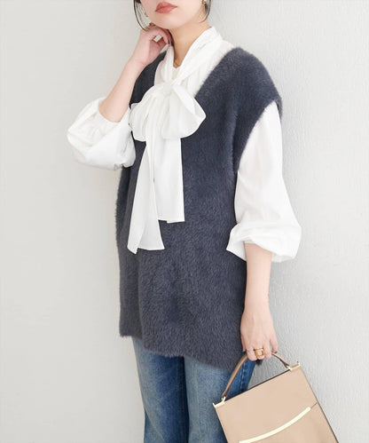 【natural couture】羽毛紗線針織背心