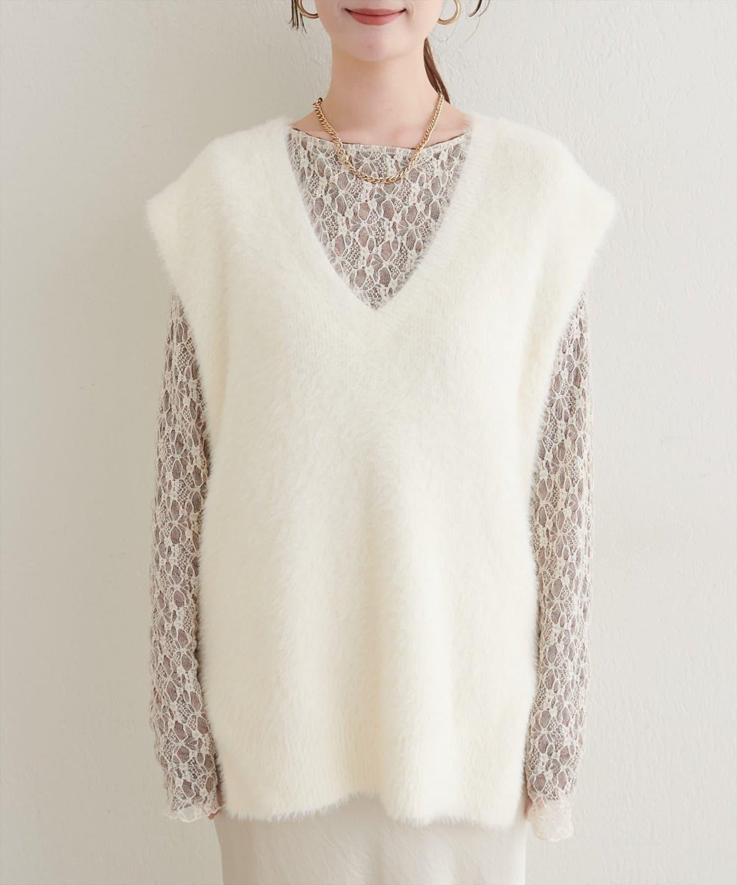 【natural couture】羽毛紗線針織背心