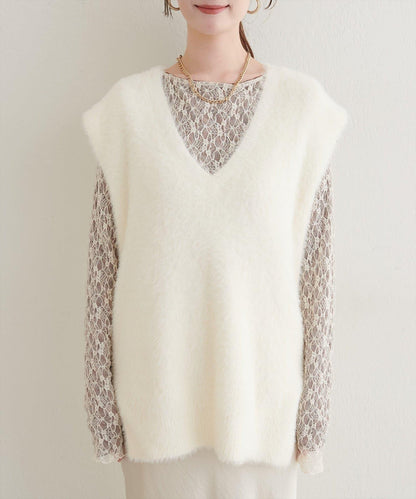 【natural couture】羽毛紗線針織背心