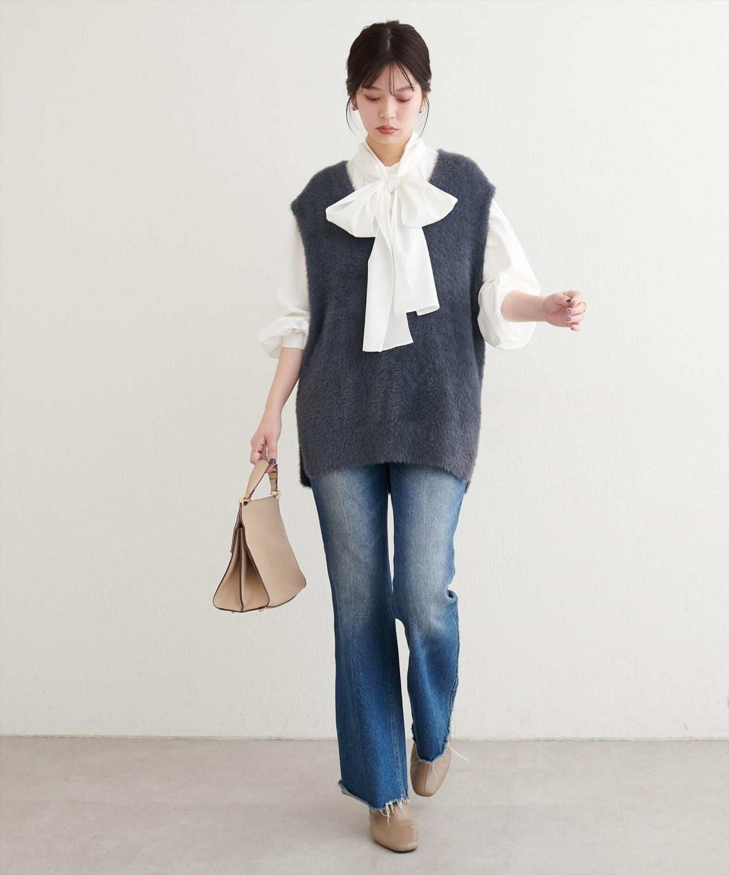 【natural couture】羽毛紗線針織背心