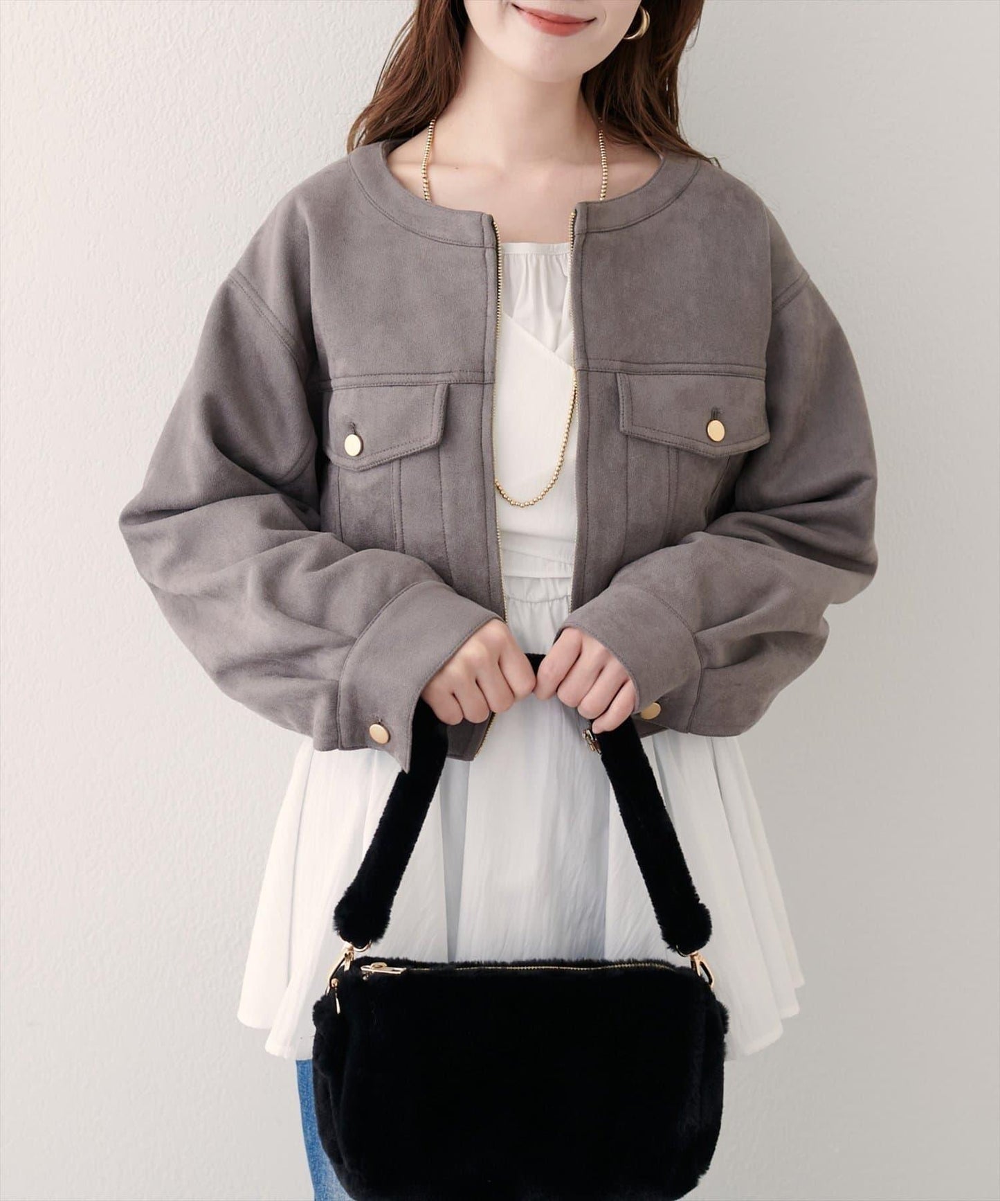 【natural couture】仿麂皮短夾克