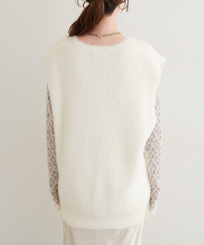 【natural couture】羽毛紗線針織背心