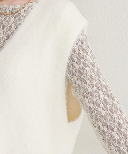 【natural couture】羽毛紗線針織背心