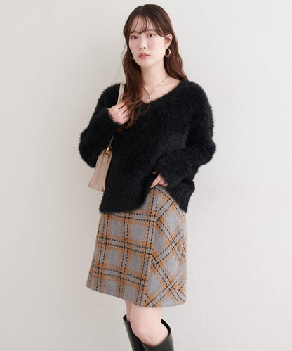 V領長毛針織套頭衫