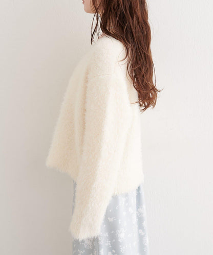 V領長毛針織套頭衫