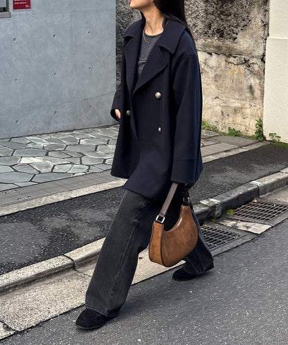 拼接麂皮圓形單肩揹包