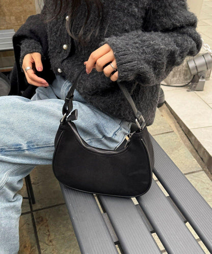 拼接麂皮圓形單肩揹包