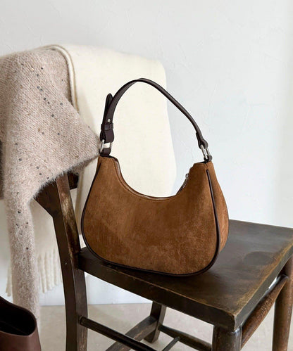 拼接麂皮圓形單肩揹包
