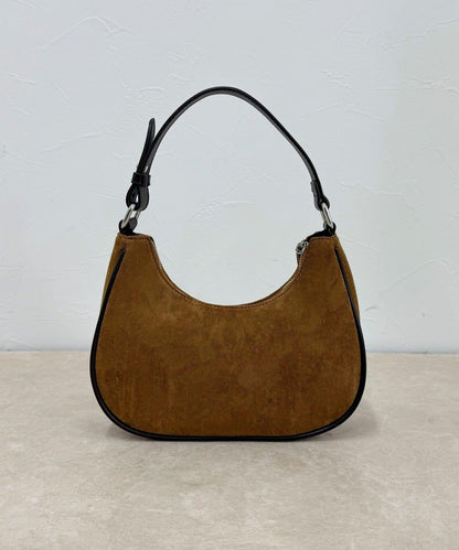 拼接麂皮圓形單肩揹包