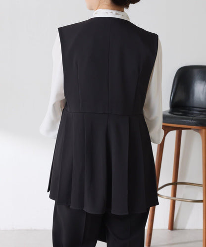 【臀部遮蓋】斜紋百褶馬甲/套裝/禮服