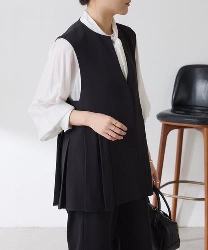 【臀部遮蓋】斜紋百褶馬甲/套裝/禮服