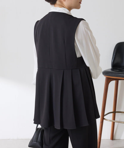 【臀部遮蓋】斜紋百褶馬甲/套裝/禮服