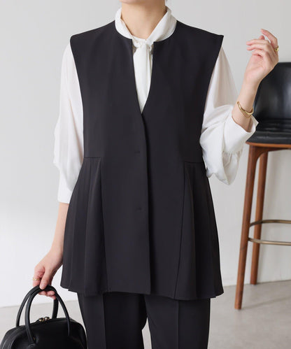 【臀部遮蓋】斜紋百褶馬甲/套裝/禮服