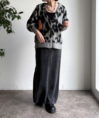豹紋提花長毛開衫