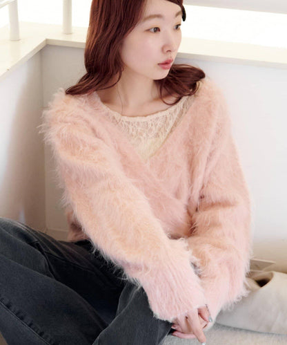 毛邊交叉針織衫