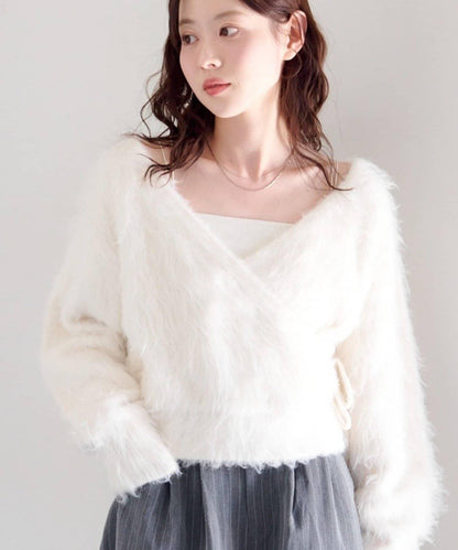 毛邊交叉針織衫