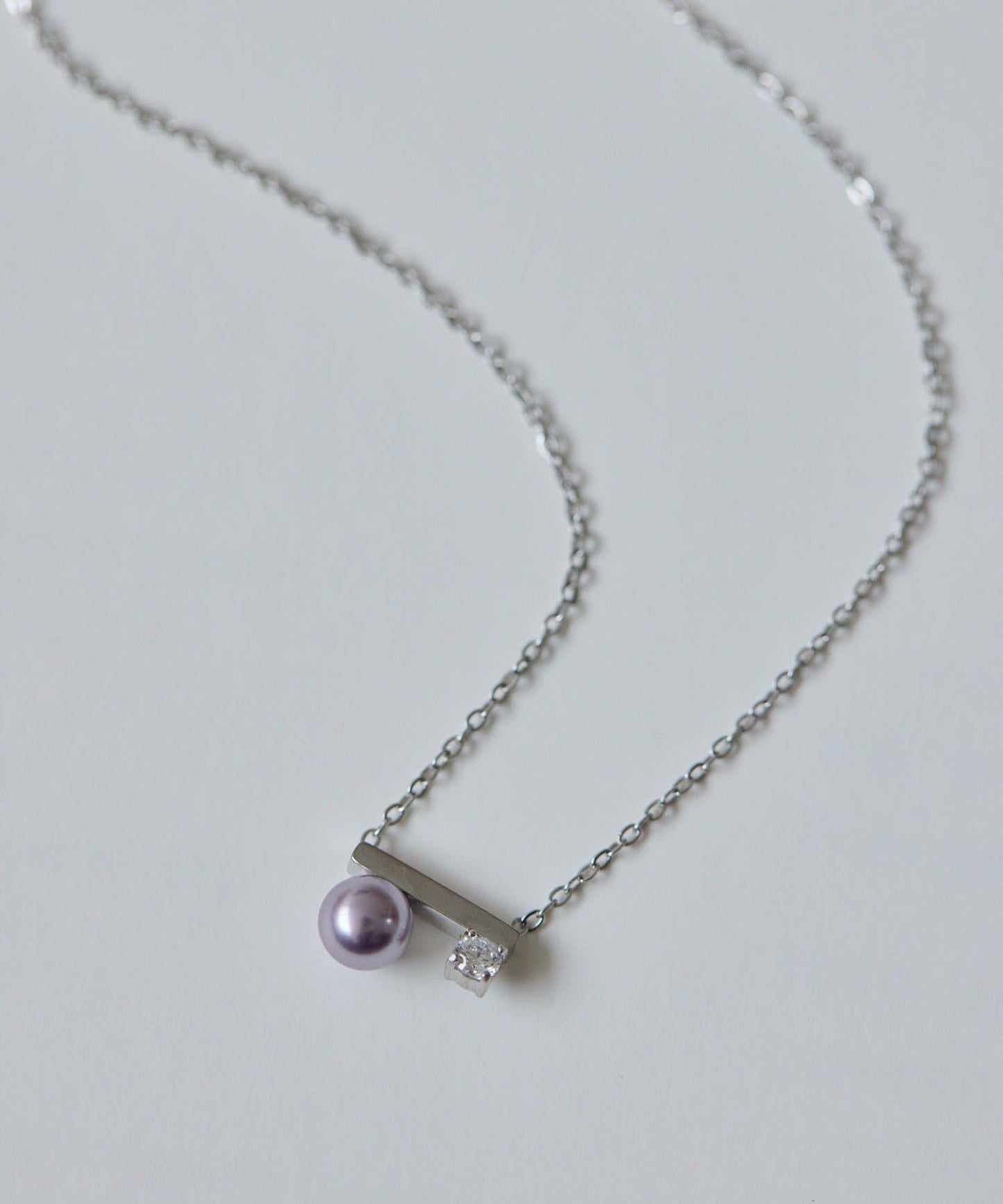 金屬過敏適用/不鏽鋼 珍珠×水晶項鍊