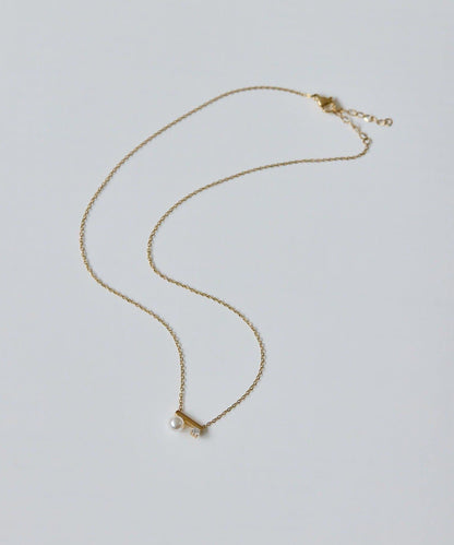 金屬過敏適用/不鏽鋼 珍珠×水晶項鍊