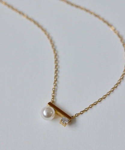 金屬過敏適用/不鏽鋼 珍珠×水晶項鍊