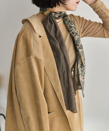 帶戒指拼色葉子圖案圍巾