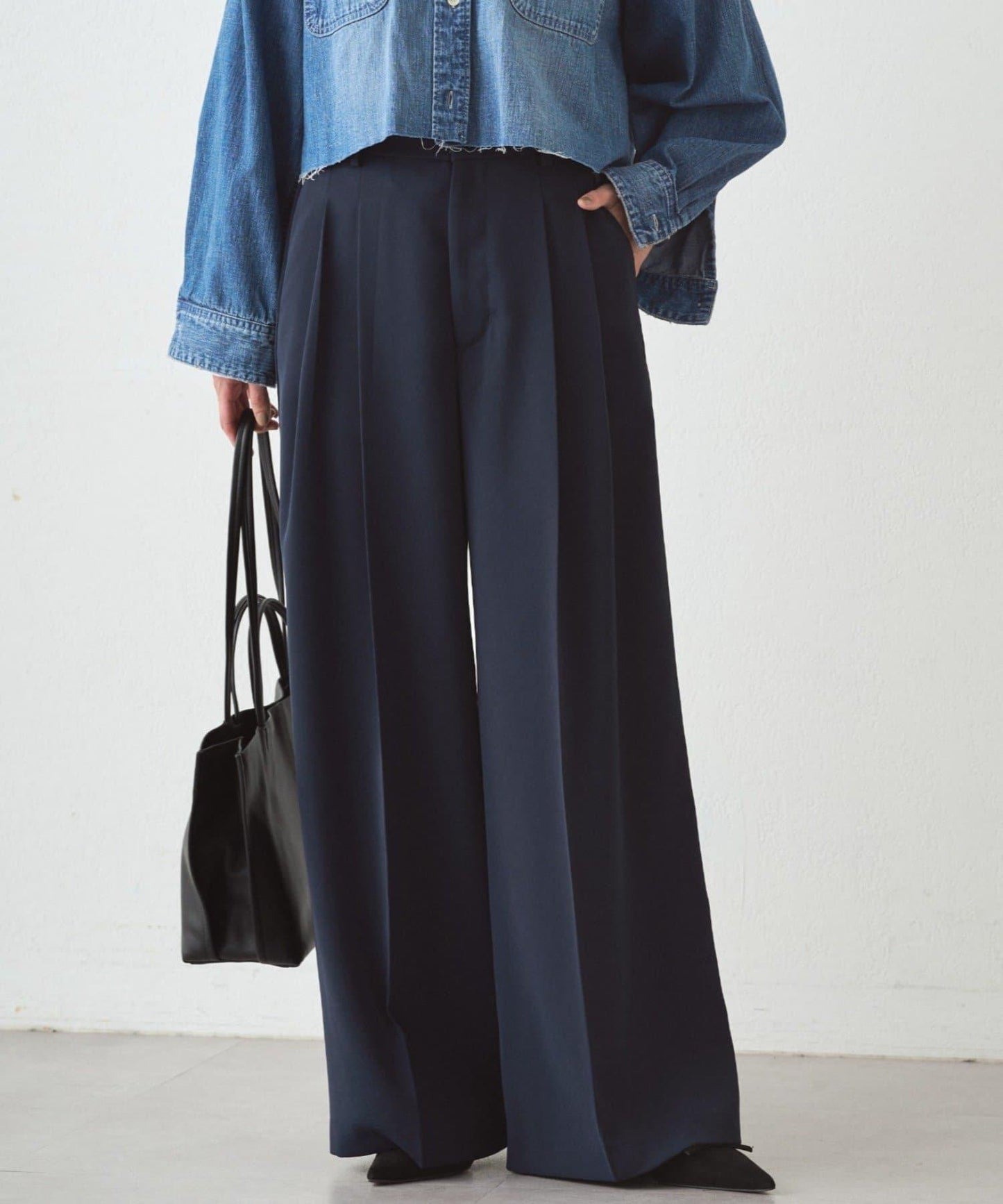 2褶寬鬆長褲