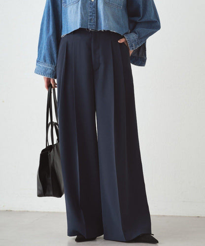 2褶寬鬆長褲