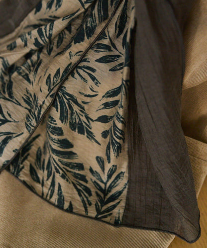 帶戒指拼色葉子圖案圍巾