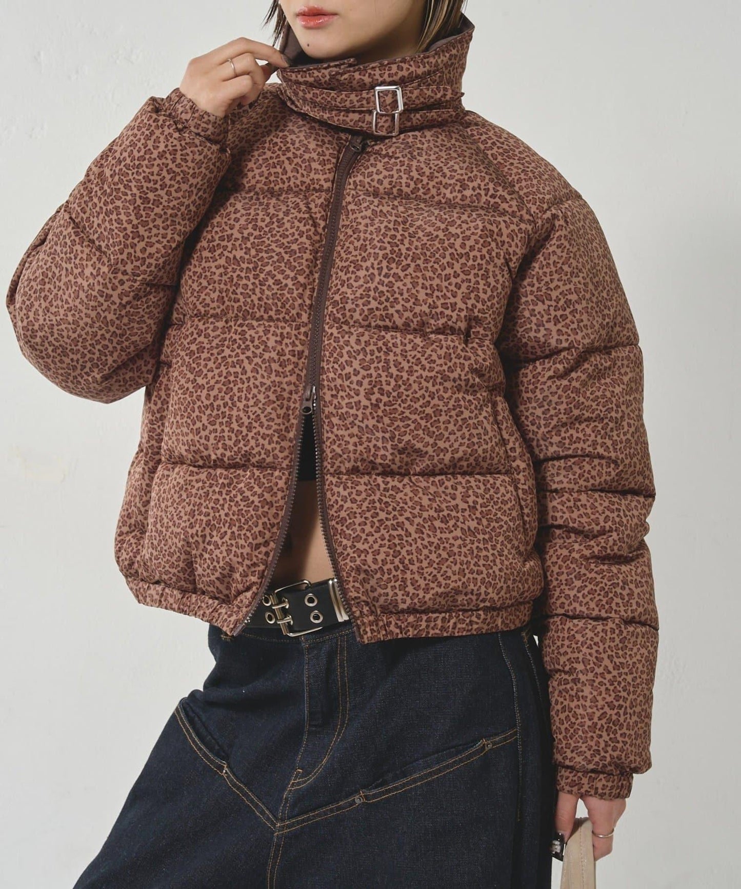 拼色圖案加厚尼龍夾克