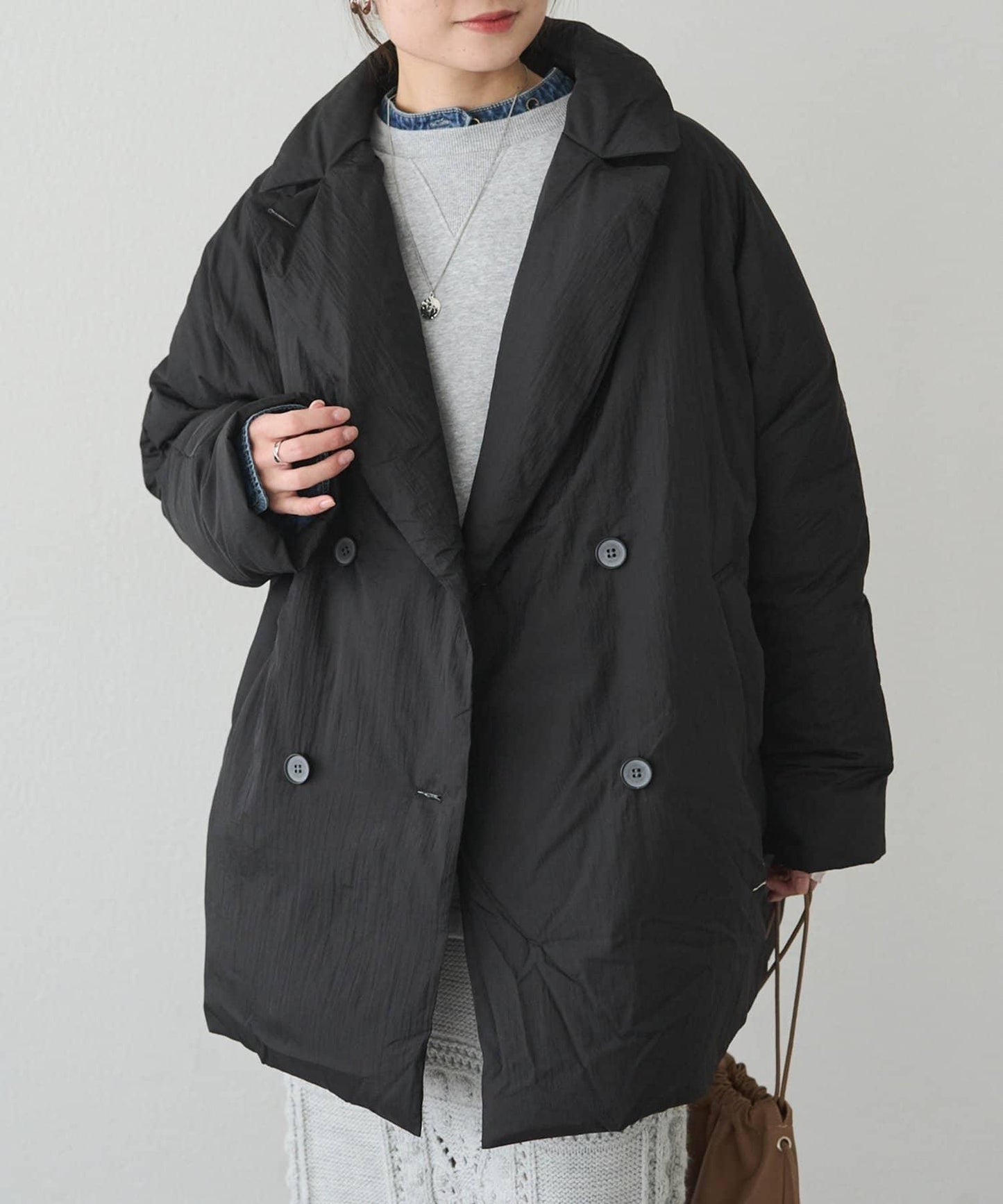 再生羽絨西裝領大衣