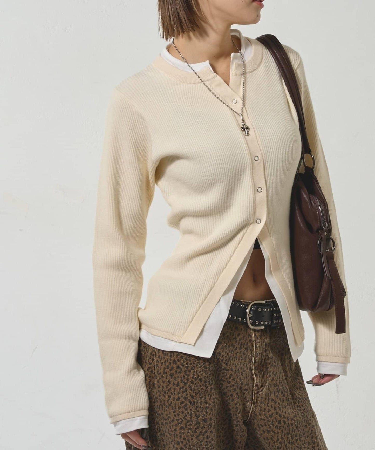 層疊亨利窄版開衫