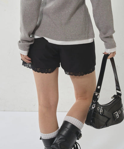 蕾絲拼接TR短褲