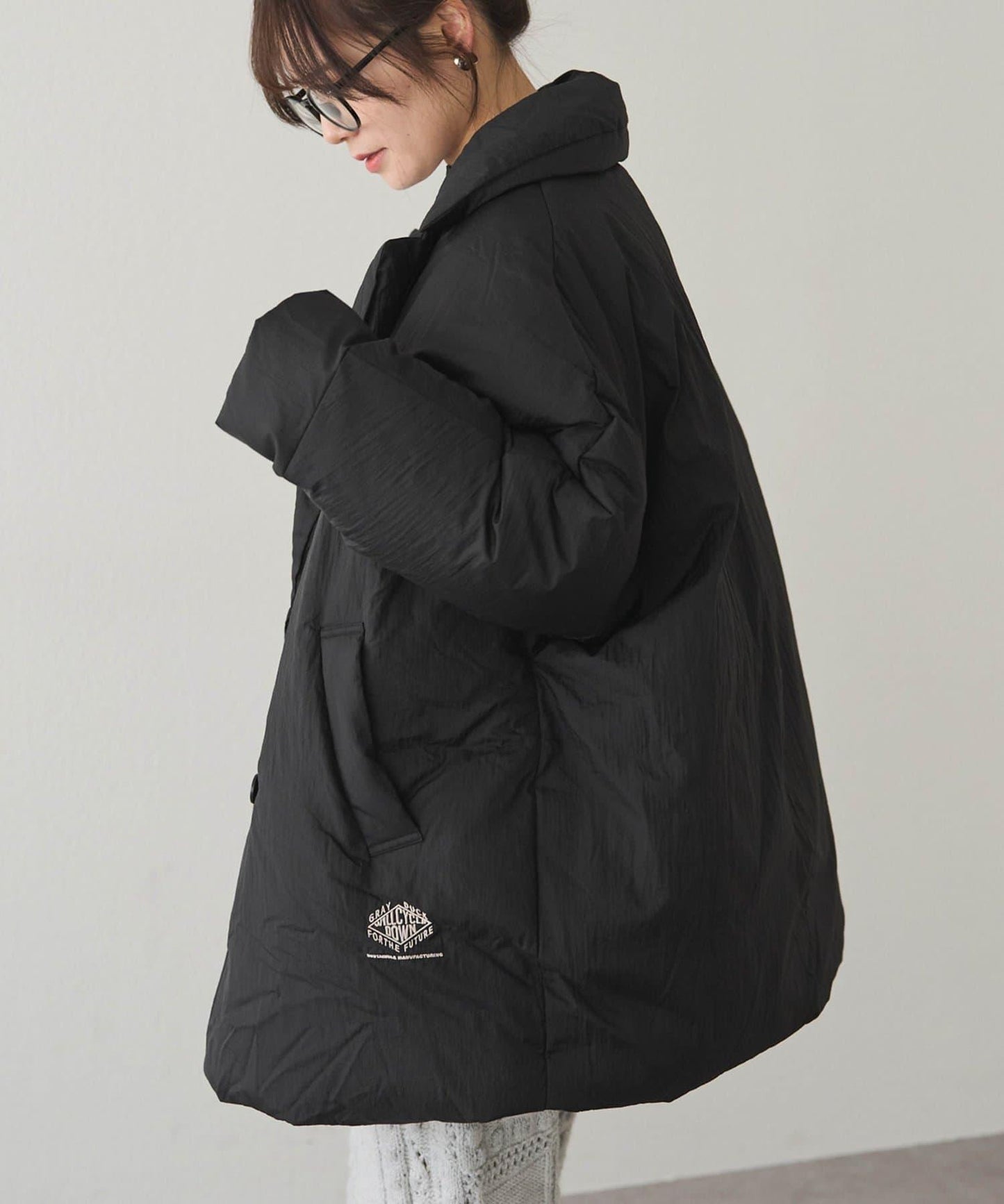 再生羽絨西裝領大衣